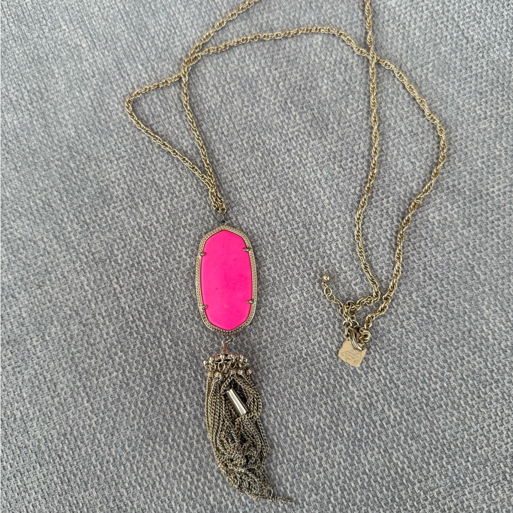 Kendra Scott Gold and Pink Rayne Necklace
